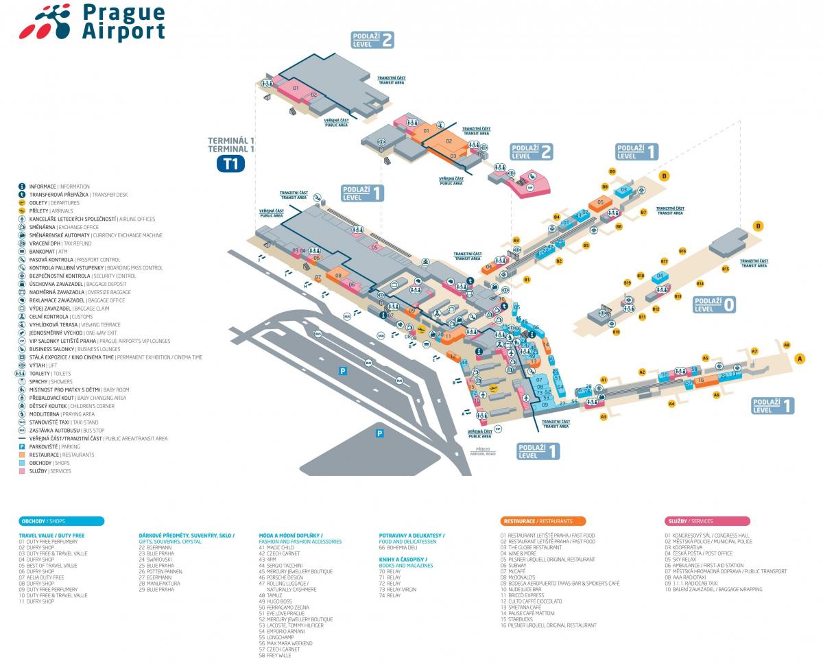 Plattegrond van de luchthaven van Praag